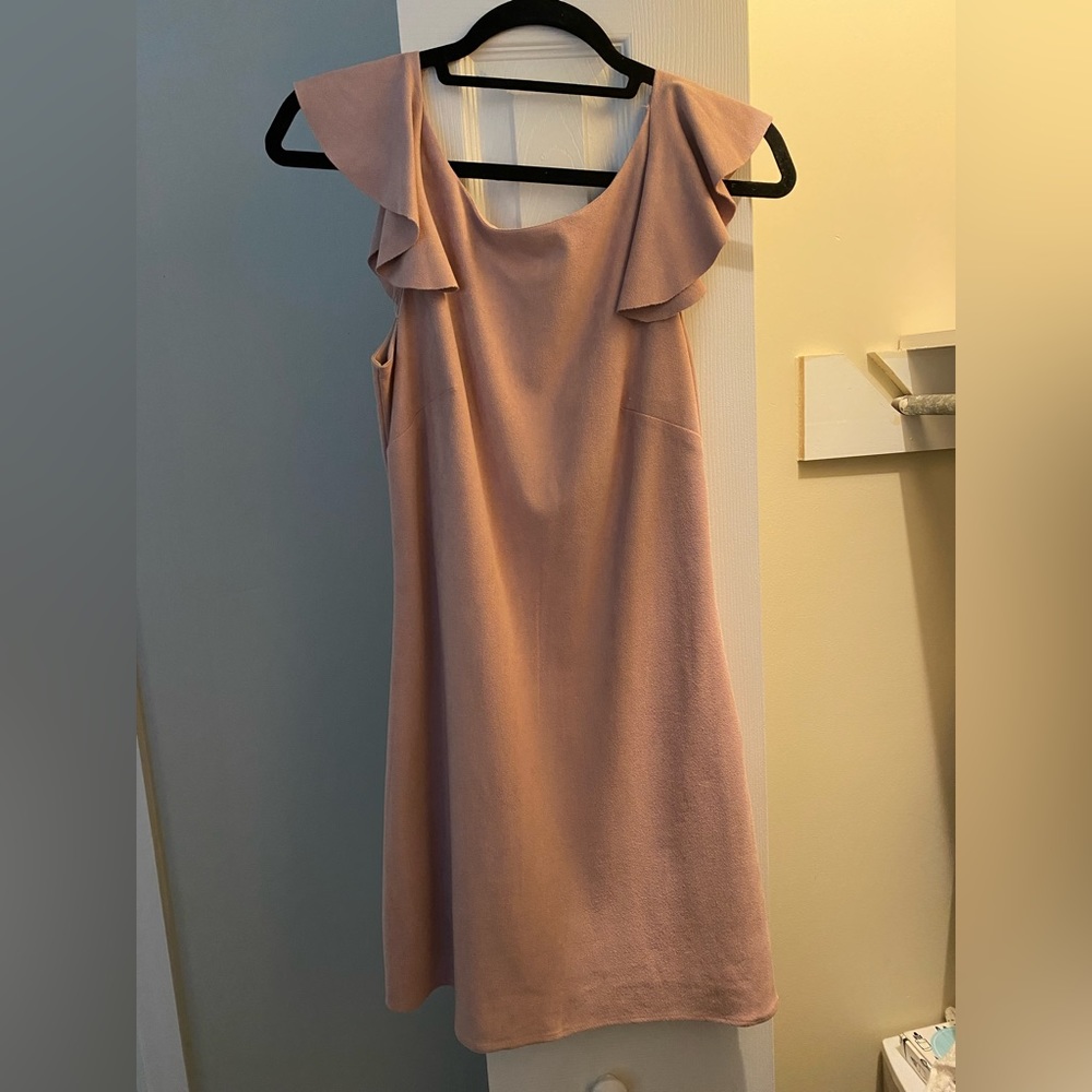 Soft pink suede dress